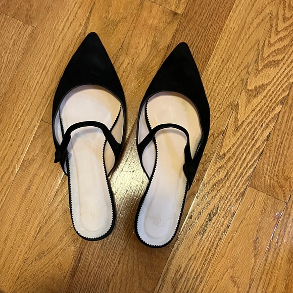 J. Crew Black Pointed Toe Mary Jane Mules in Suede - Picture 2 of 5